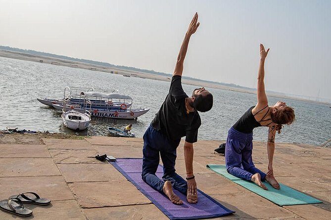 GROUP YOGA CLASS - BEGINNER / ADVANCED - Sunrise Yoga with Ayush in Varanasi - Rooftop studio setup: your view, your comfort, your focus